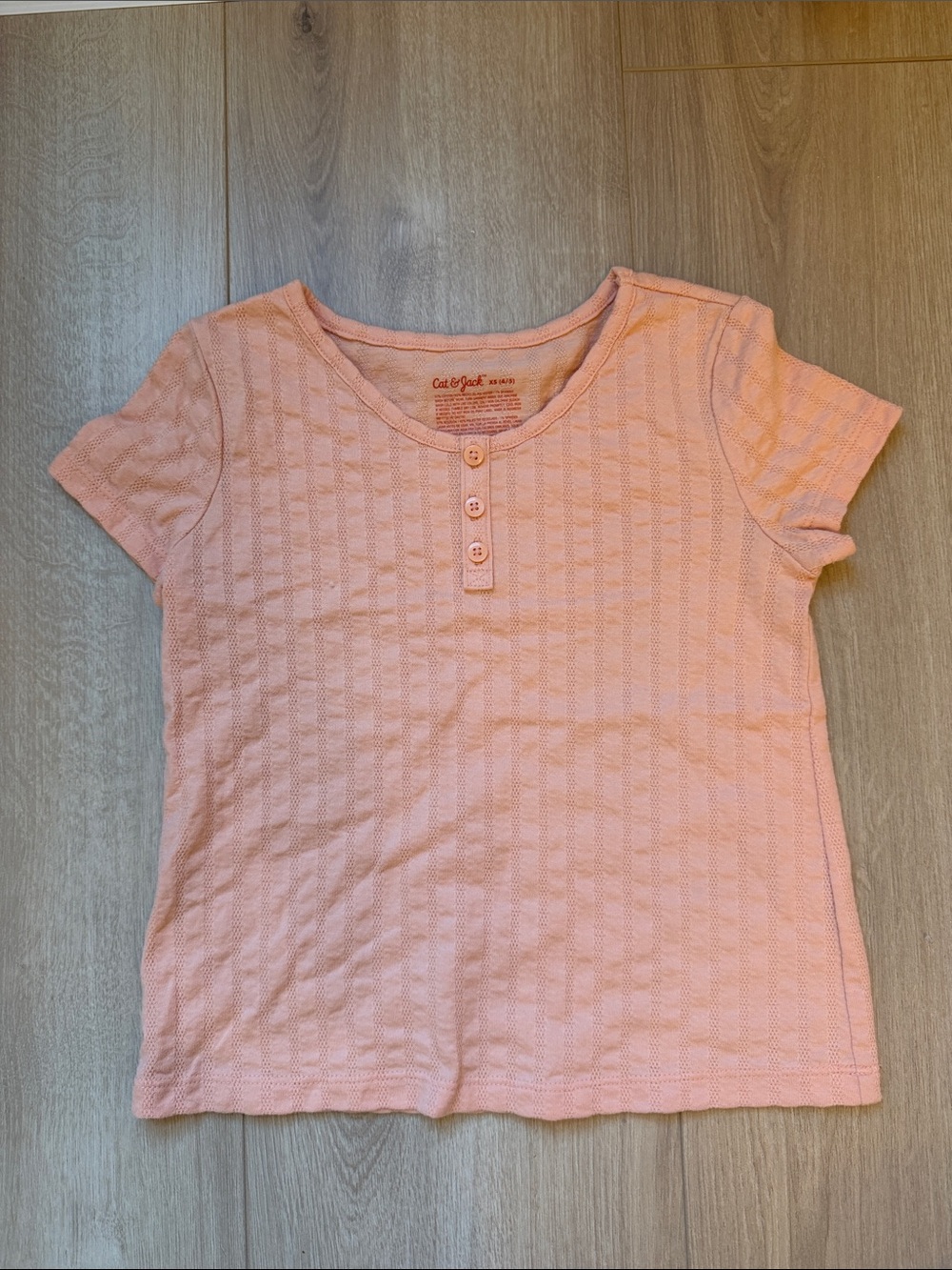 Cat & Jack Peach Short-Sleeve Textured Henley Tee